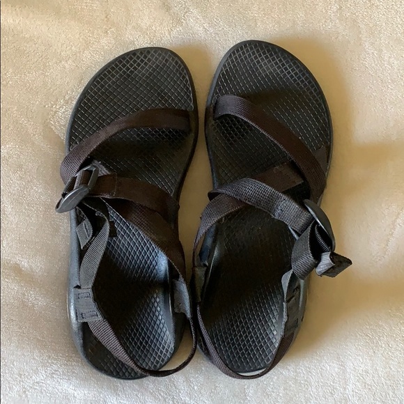 black and white chacos